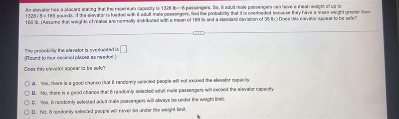 An elevator has a placard stating that the maximum capacity is 1328 lb—8 passengers-example-1