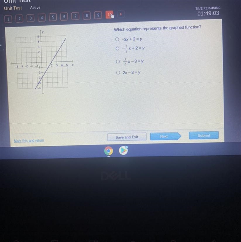 Which equation represents the graphed function?-example-1