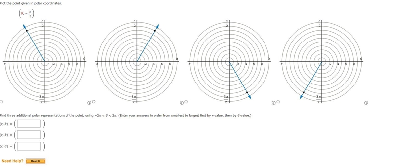 Plot the point given in polar coordinates.Find three additional polar representations-example-1