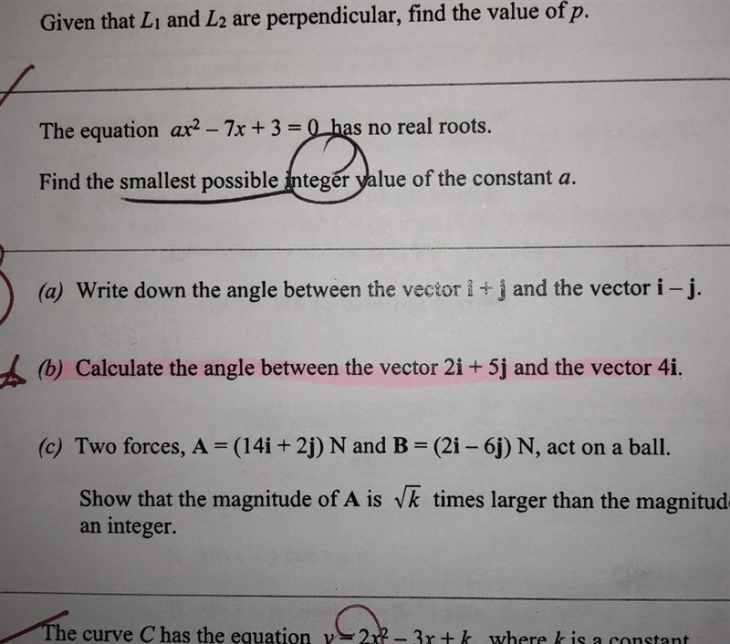 (a) Write down the angle between the vector i + j and the vector i- j. (6) Calculate-example-1