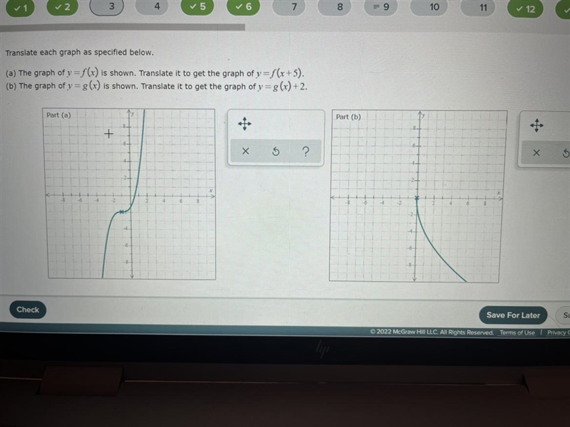 Translate each graph as specified below.(a) The graph of y = f(x) is shown. Translate-example-1