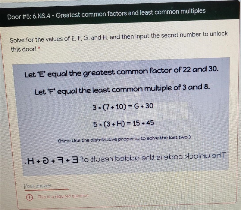 I found the gcf for 22 and 30 found the lcm for 3 and 8 I'm confused about what G-example-1