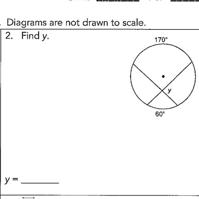 diagrams are not drawn to scale. find y. all i care about is the answers & the-example-1