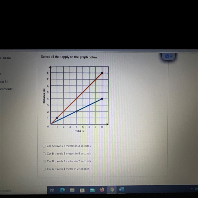 I need help solving this problem Car B is the red graph-example-1