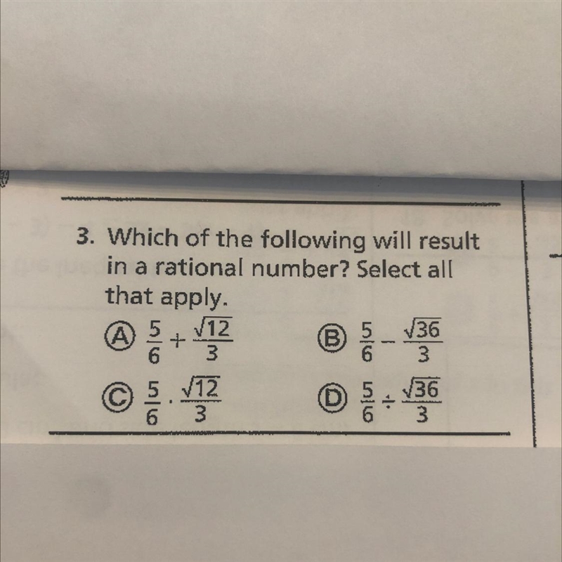 How can I find out how each possible answer is rational or irrational…can you show-example-1