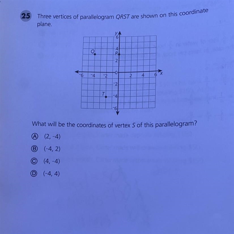 What will be the coordinates of the vertex s of this parallelogram? Which answer choice-example-1