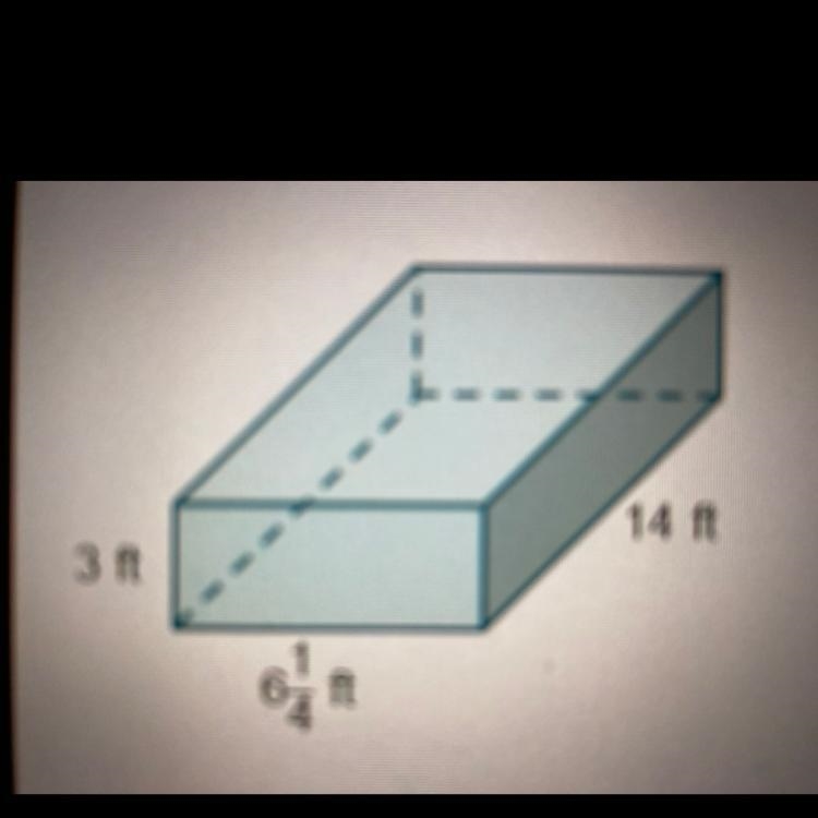 PLEASE HELP What is the volume of this rectangular prism? 14 ft 3 ft 6 1/4 ft A 87 1/2 ft-example-1