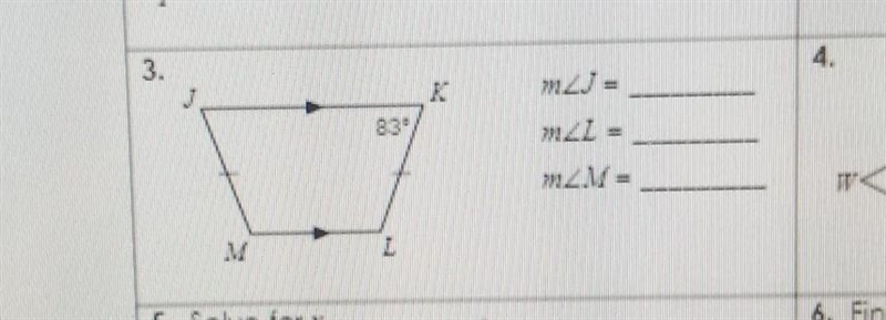 If quadrilateral is a trapezoid, find the missing measures please-example-1