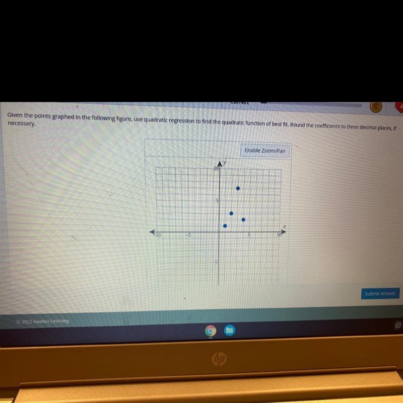 Given the points graphed in the following figure , use quadratic to find the quadratic-example-1