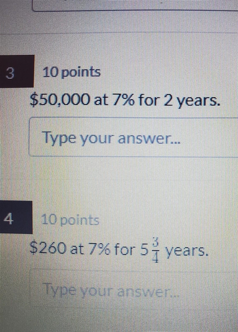 Find the simple interest on $50,000 for 2 years at 7%-example-1