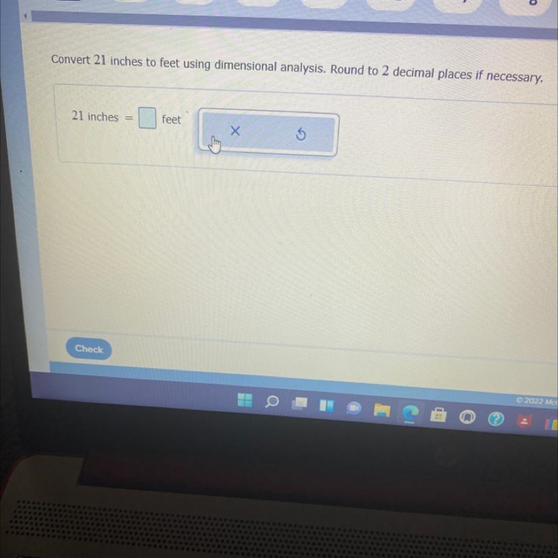 Convert 21 inches to feet using dimensional analysis round to 2 decimal places necessary-example-1