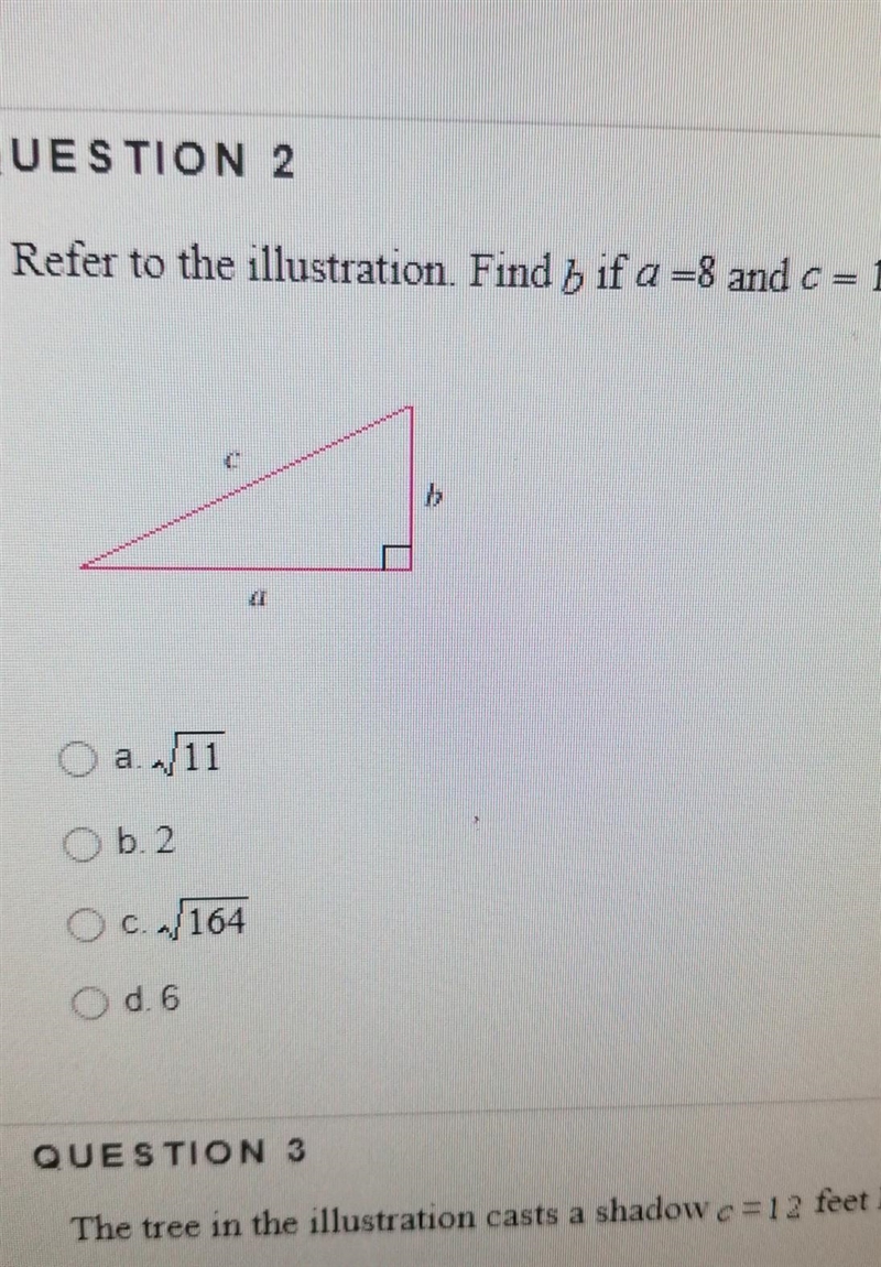 Refer to the illustration find b if a=8 and c=10-example-1