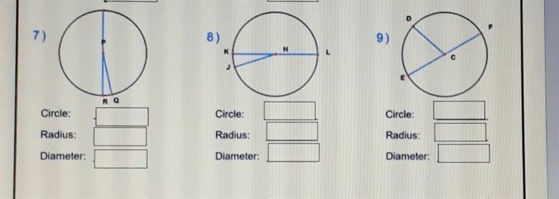 Help me on question 7 question 8 and question 9 ok to find the circle, radius and-example-1