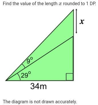 Find the value of the length x rounded to 1 decimal place. The diagram is not drawn-example-1