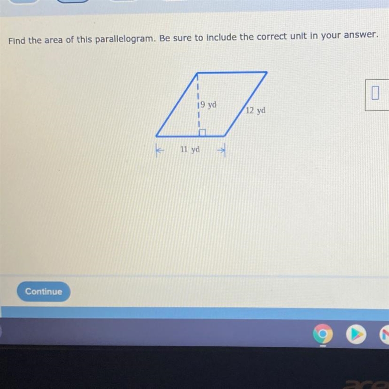 Find the area of this parallelogram. Be sure to include the correct unit in your answer-example-1