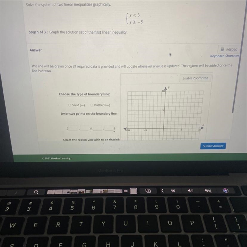 Solve the system of two linear inequalities graphically. Graph the solution set of-example-1