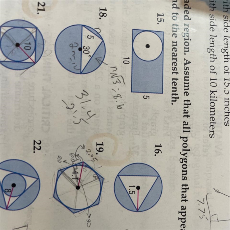 How to solve problem 19. Area of the shaded region-example-1