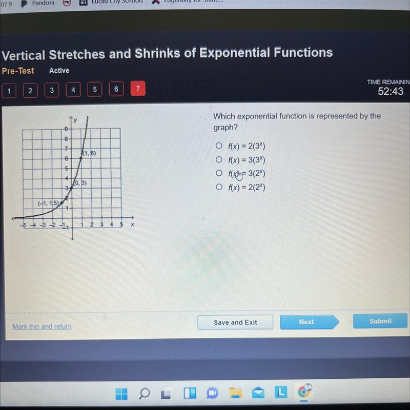 Which exponential function is represented by the graph-example-1