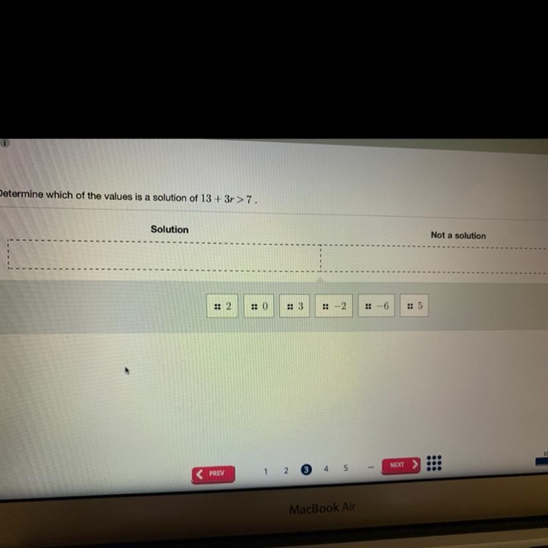 I need to know what numbers are a solution and what numbers are not a solution please-example-1