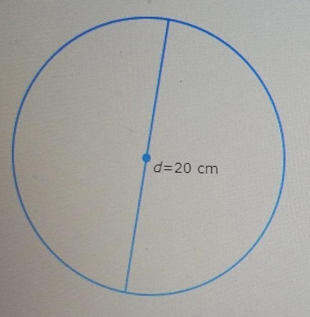 The diameter of a circle is 20 centimeters. What is the circumference?Given the exact-example-1