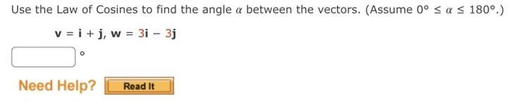 Use the Law of Cosines to find the angle between the vectors. (Assume 0° ≤ ≤ 180°.)-example-1