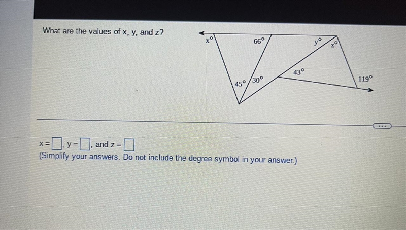 What are the values of x, y, and z? I need help with this please help me-example-1