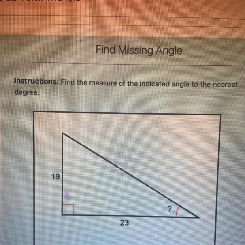 Instructions: Find the measure of the indicated angle to the nearest degree.-example-1