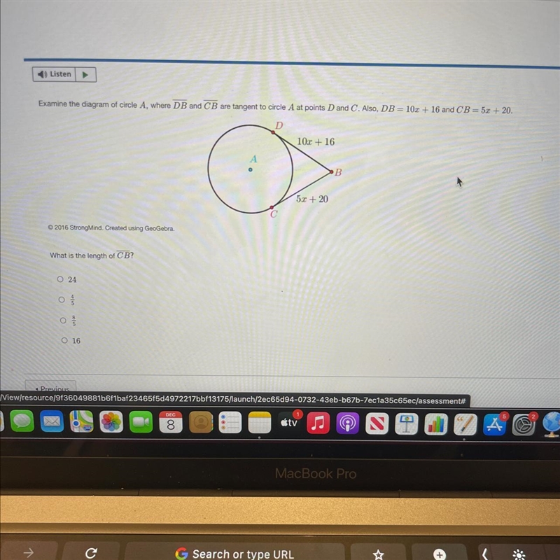 Examine the diagram of circle A, where DB and CB are tangent to circle A at points-example-1