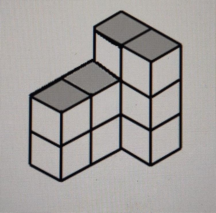 In the figure below the cubes have edges of 1 centimeter. Find the exposed surface-example-1