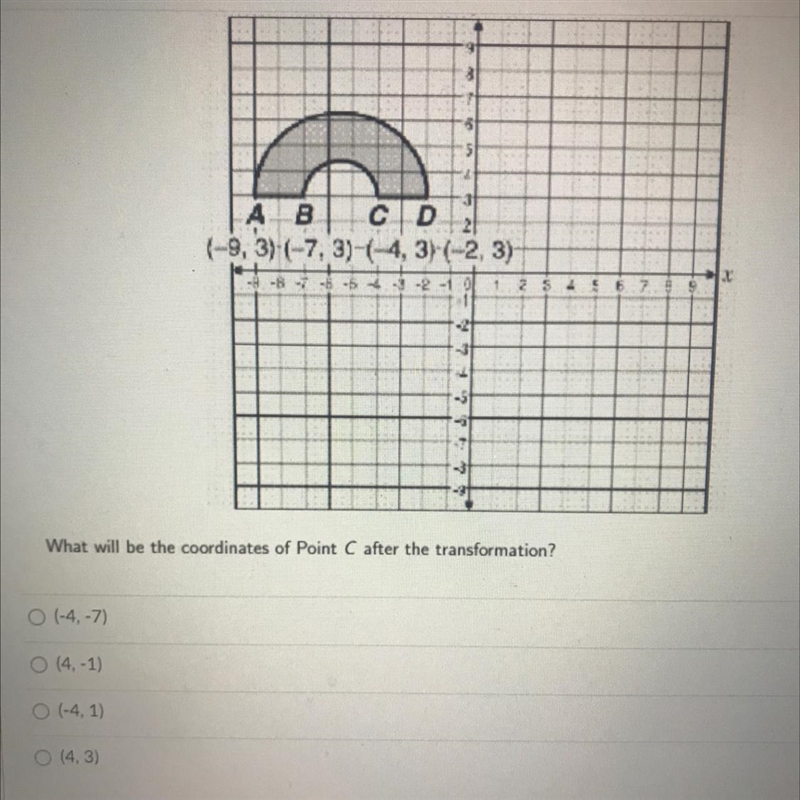 The object shown in the grid below will be reflected over the y -axis and then translated-example-1