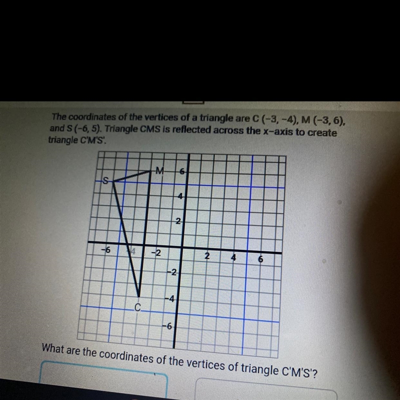 What are the coordinates of the vertices of triangle C', M', and S'? The initial directions-example-1