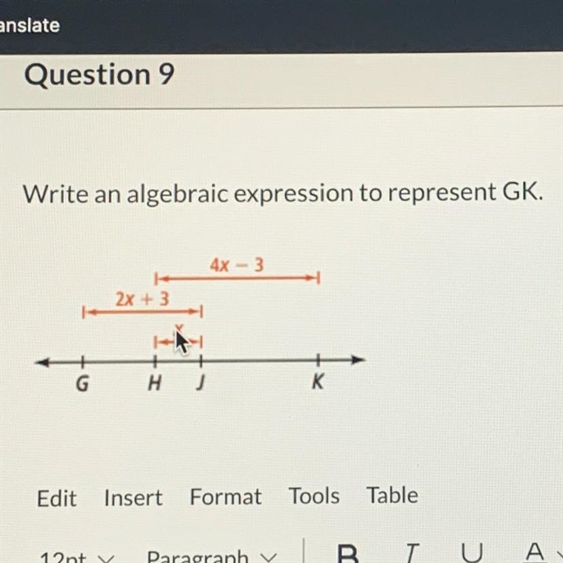 Write an algebraic expression to represent GK.4x - 32x +3нK-example-1