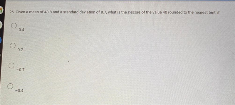 What is the z-score of the value 40 rounded to the nearest tenth?-example-1