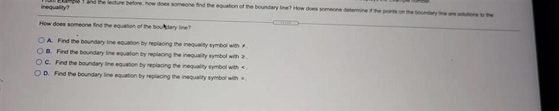 1. How does someone find the equation of a boundary line?2. How does someone determine-example-1