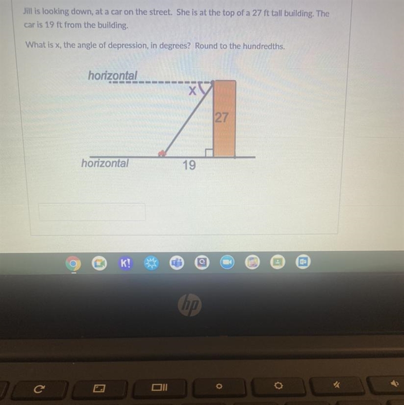 What is x the angle of depression in degrees round to hundredths-example-1