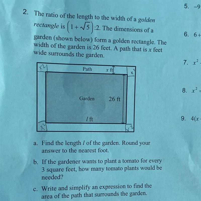 The ratio of the length to width of a golden rectangle is (1+ square root of five-example-1