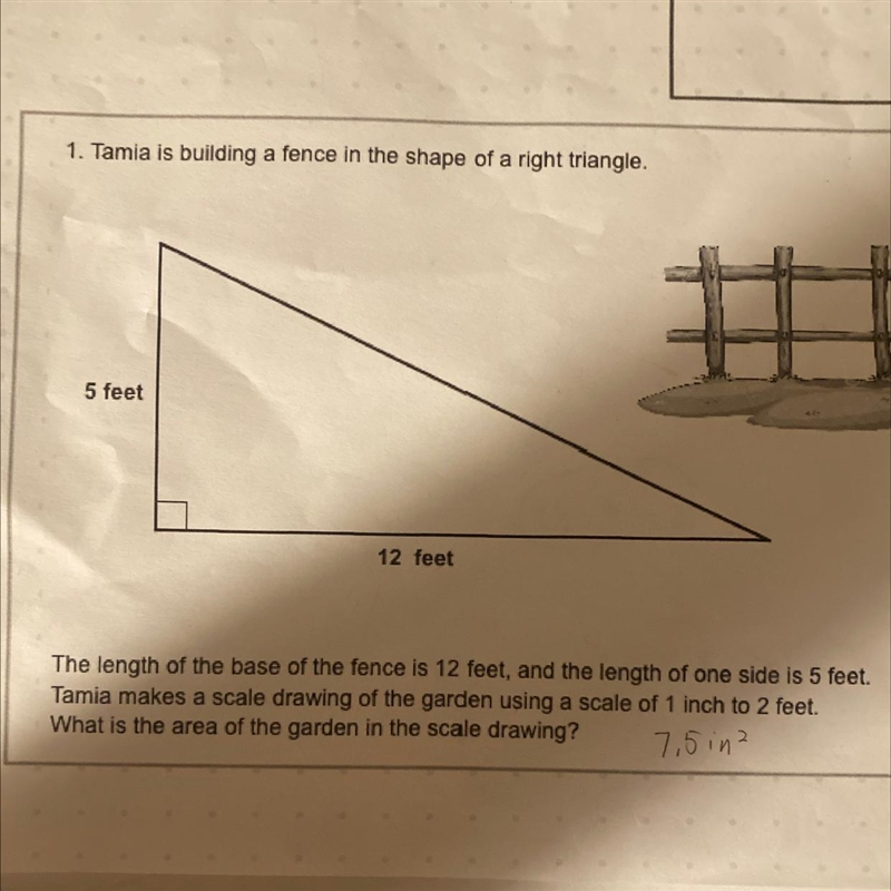 Tampa is building a fence in the shape of a right angle. The length of the base of-example-1