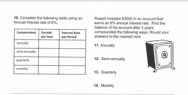 Rupert invested $3,000 in an account that earns a 6% annual interest rate. Find the-example-1