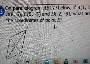 On parallelogram ABCD below, if A(1, 1) B(8,-5), C(5,-5) and D(-2, -9), what are the-example-1