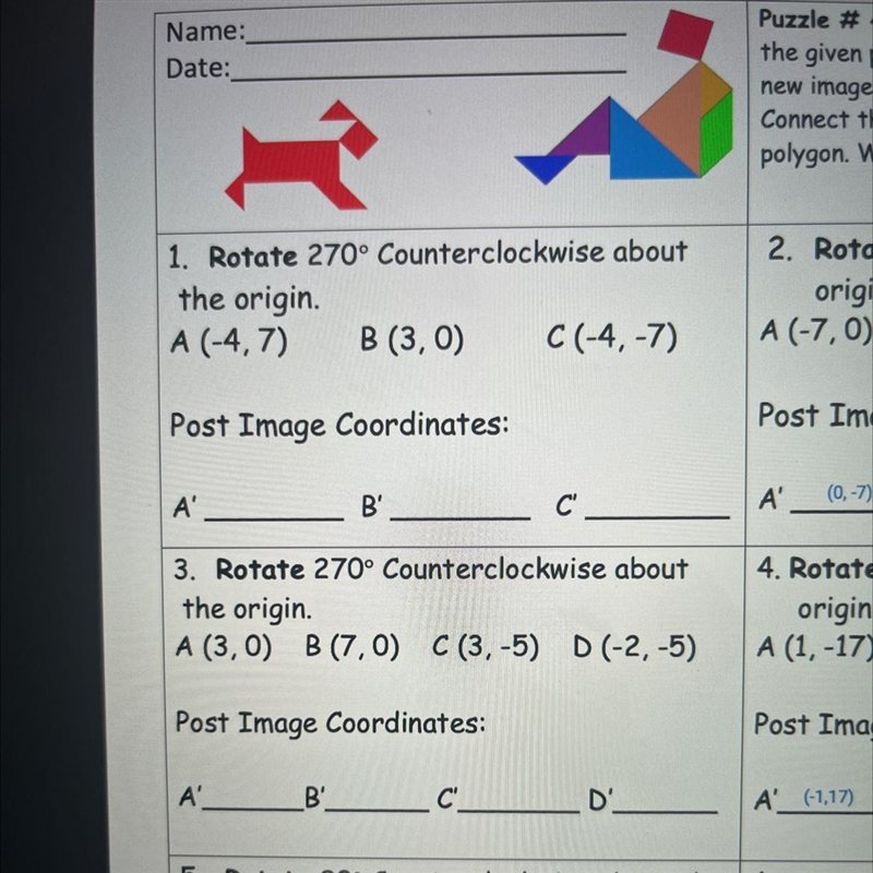 Please help! 1) Rotate 270 counterclockwise about the origin. (In picture) 3) rotate-example-1