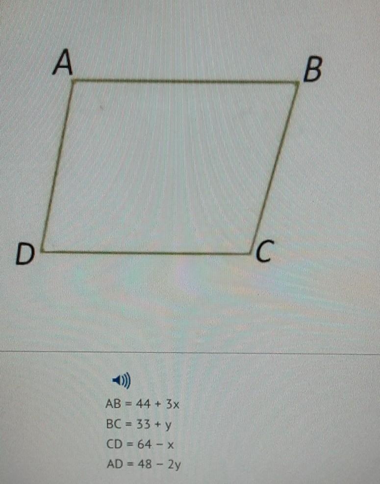 qudrilateral ABCD is a parallelogram of both pairs of opposite sides are congruent-example-1