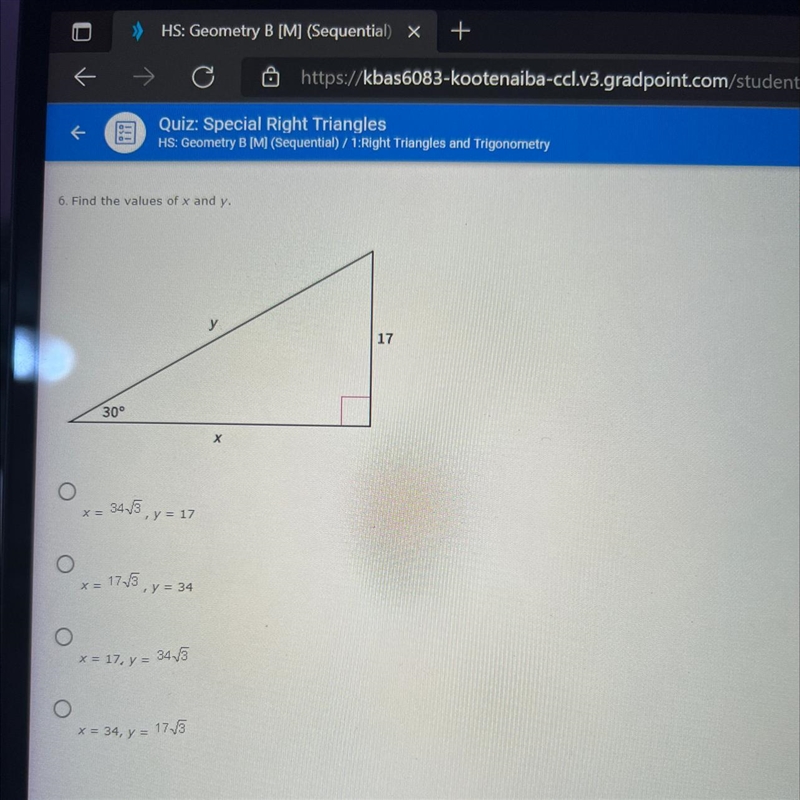 6. Find the values of x and y.-example-1