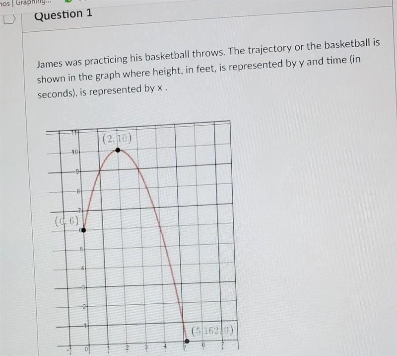 A)what height was the basketball thrown from? B)what is the maximum height the basketball-example-1