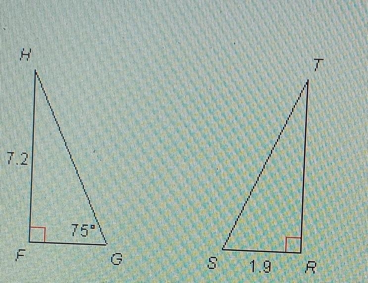 In the figure below, FGH is congruent to RST. Find the measures of FG and Angle S-example-1