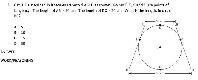 Circle J is inscribed in isosceles trapezoid ABCD as shown. Points E, F, G and H are-example-1