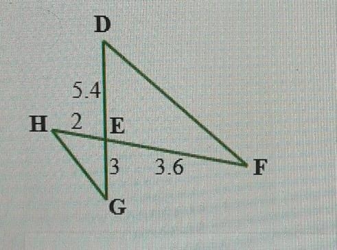 Explain through the SAS Similarity Theorem how triangles FED and HEG are similar.-example-1