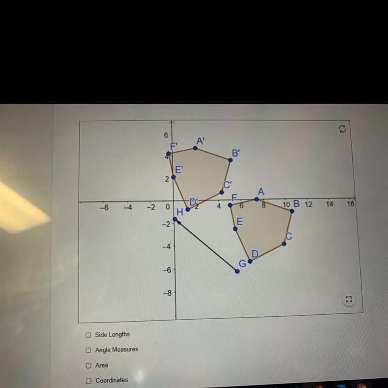 If a polygon is translated, which of the following characteristics of the polygon-example-1