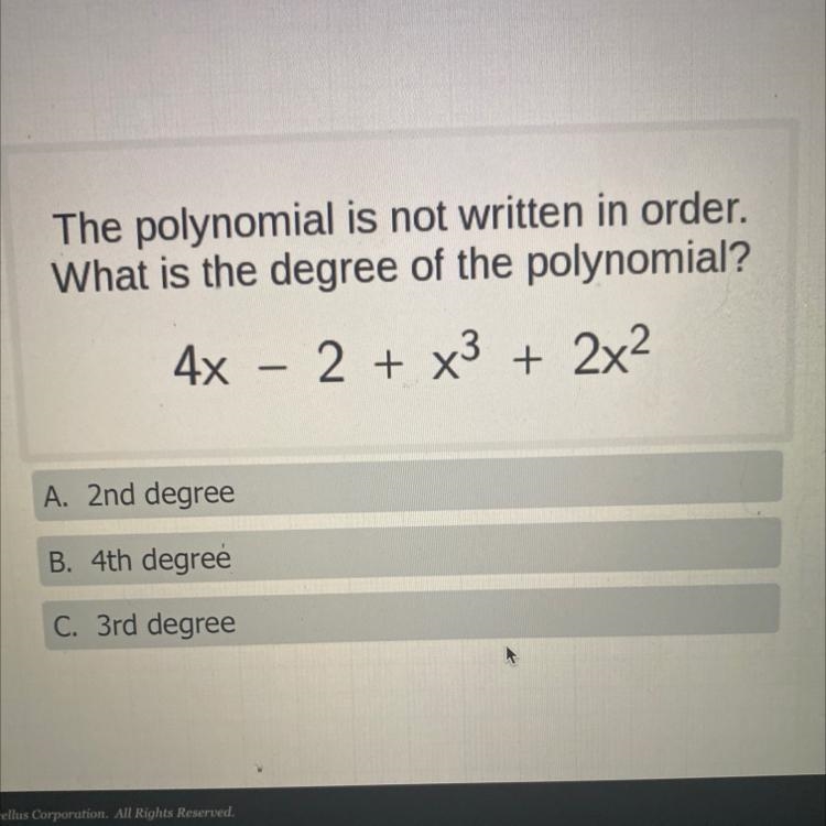 The polynomial is not written in order what is the degree of the polynomial-example-1