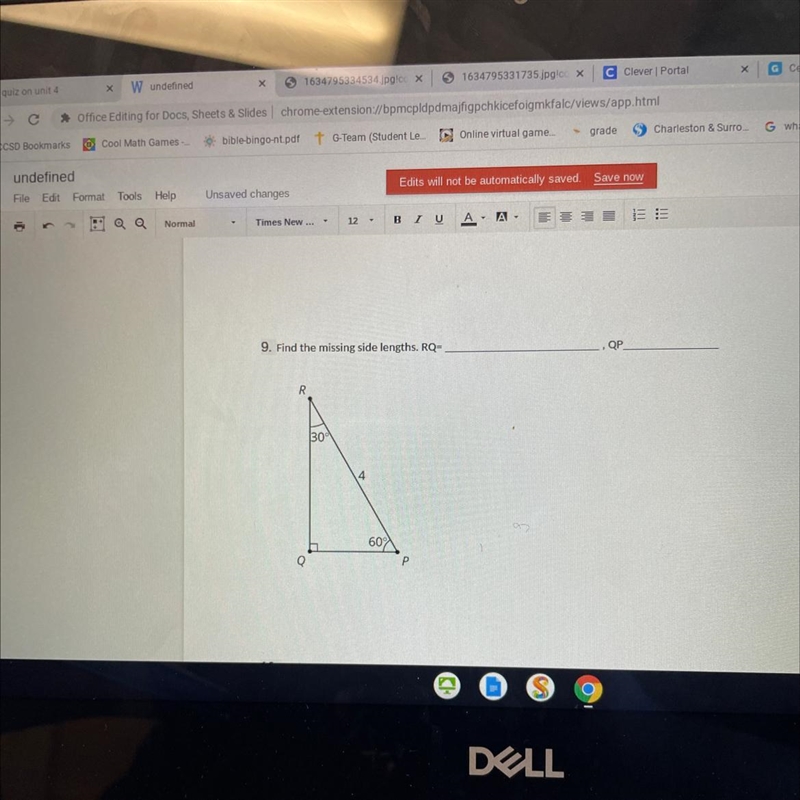 Help finding the missing side lengths for RQ and QP-example-1