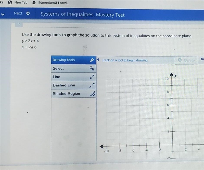 Use the drawing tools to graph the solution to this system of inequalities on the-example-1